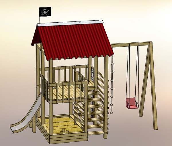 Детская площадка на даче. Фото. Концептуальные черты, Дизайн игровой площадки, П