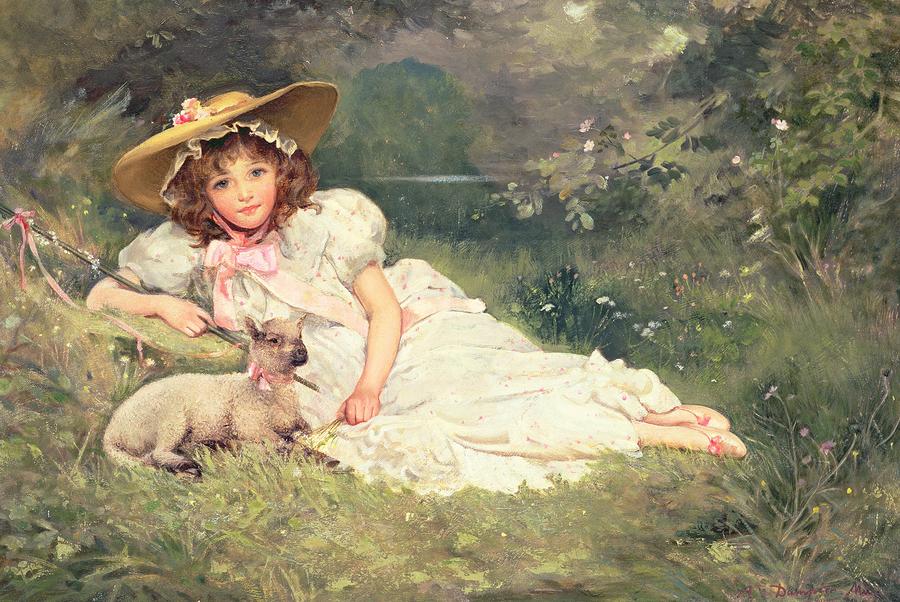 4 художника. Arthur Dampier May. Arthur Coulin. Пастушка с корзиной. The little Shepherdess.